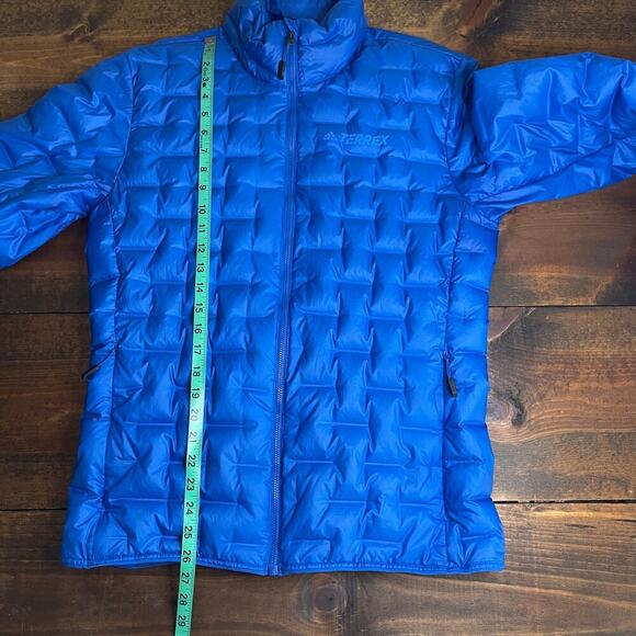 Adidas Terrex Blue Lite Down Hooded Puffer Jacket Packable Men's Medium SAMPLE - Picture 15 of 15